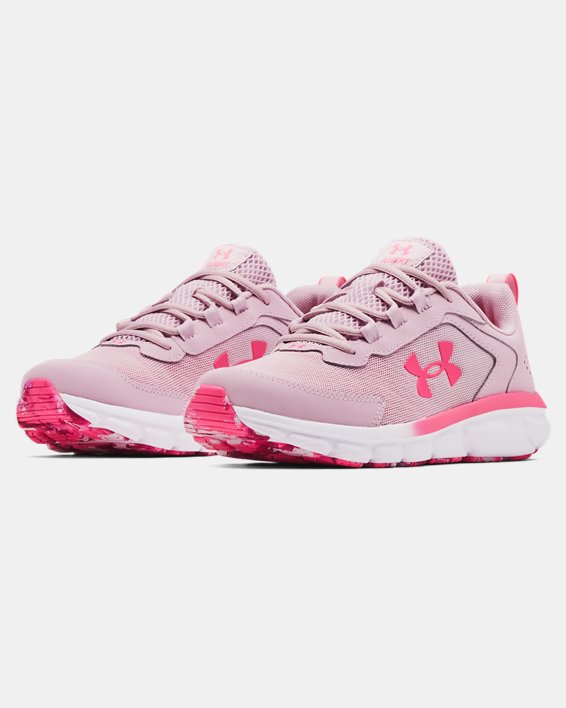 Girls' Grade School UA Assert 9 Running Shoes, Pink, pdpMainDesktop image number 3